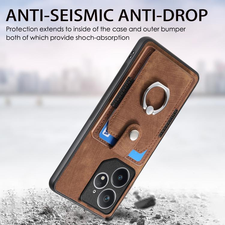 For Realme Neo7 Retro Skin-feel Ring Card Wallet Phone Case