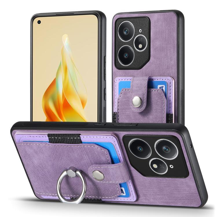 For Realme Neo7 Retro Skin-feel Ring Card Wallet Phone Case