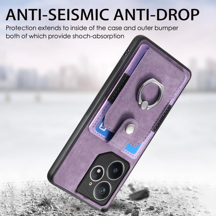 For Realme Neo7 Retro Skin-feel Ring Card Wallet Phone Case