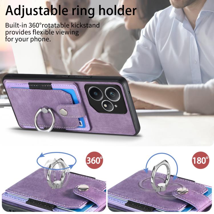 For Realme Neo7 Retro Skin-feel Ring Card Wallet Phone Case