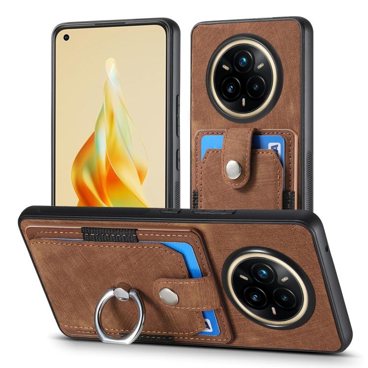 For Realme 14 Pro+ Retro Skin-feel Ring Card Wallet Phone Case