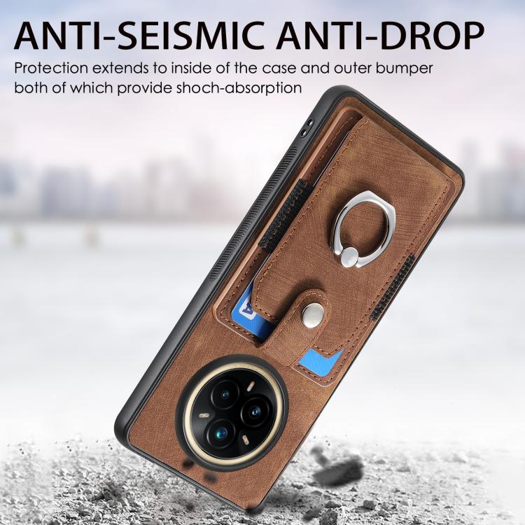 For Realme 14 Pro+ Retro Skin-feel Ring Card Wallet Phone Case