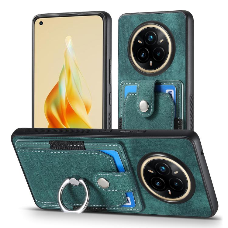 For Realme 14 Pro+ Retro Skin-feel Ring Card Wallet Phone Case
