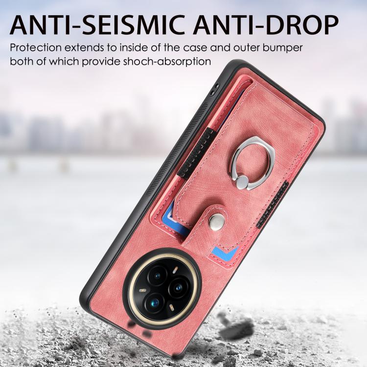 For Realme 14 Pro+ Retro Skin-feel Ring Card Wallet Phone Case