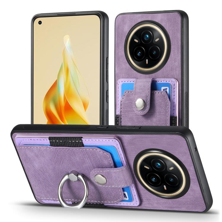 For Realme 14 Pro+ Retro Skin-feel Ring Card Wallet Phone Case
