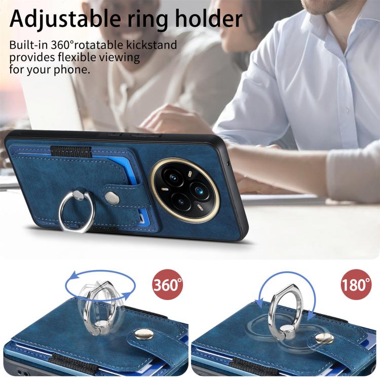 For Realme 13 Pro Retro Skin-feel Ring Card Wallet Phone Case