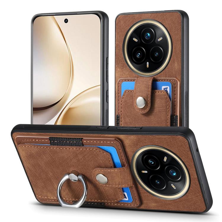 For Realme 13 Pro Retro Skin-feel Ring Card Wallet Phone Case