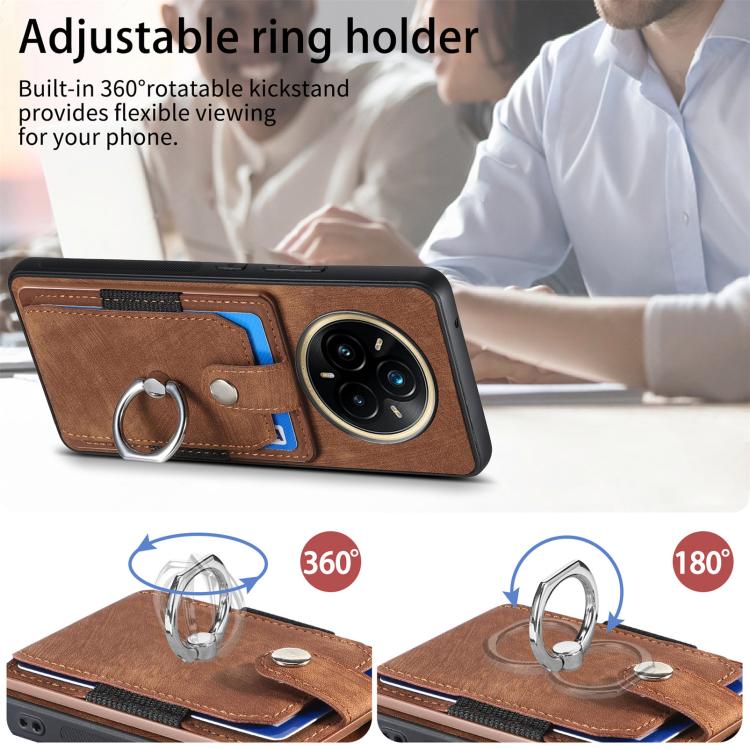 For Realme 13 Pro Retro Skin-feel Ring Card Wallet Phone Case