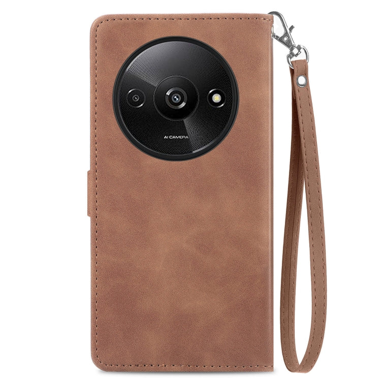 For Xiaomi Redmi A3 Embossed Flower Zipper Leather Phone Case