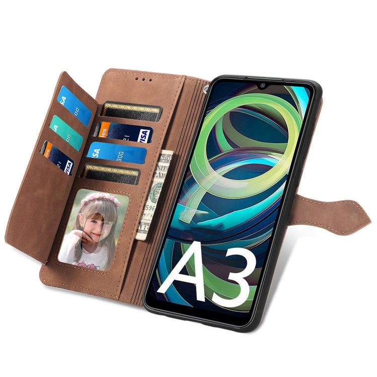 For Xiaomi Redmi A3 Embossed Flower Zipper Leather Phone Case