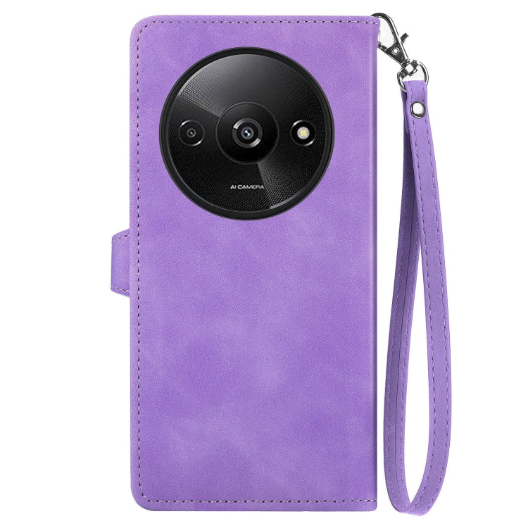 For Xiaomi Redmi A3 Embossed Flower Zipper Leather Phone Case