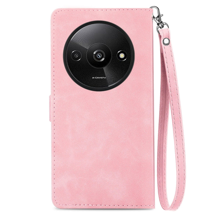 For Xiaomi Redmi A3 Embossed Flower Zipper Leather Phone Case