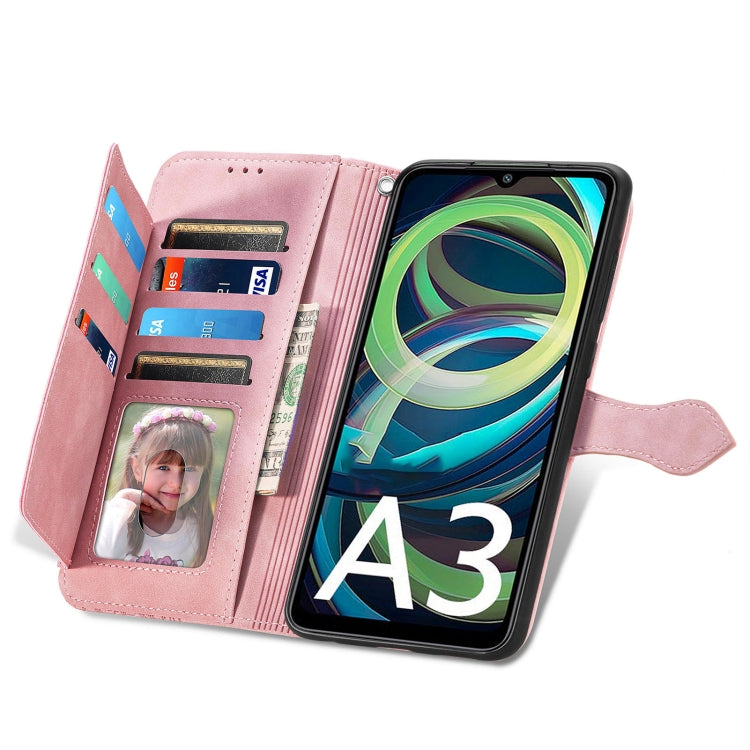 For Xiaomi Redmi A3 Embossed Flower Zipper Leather Phone Case