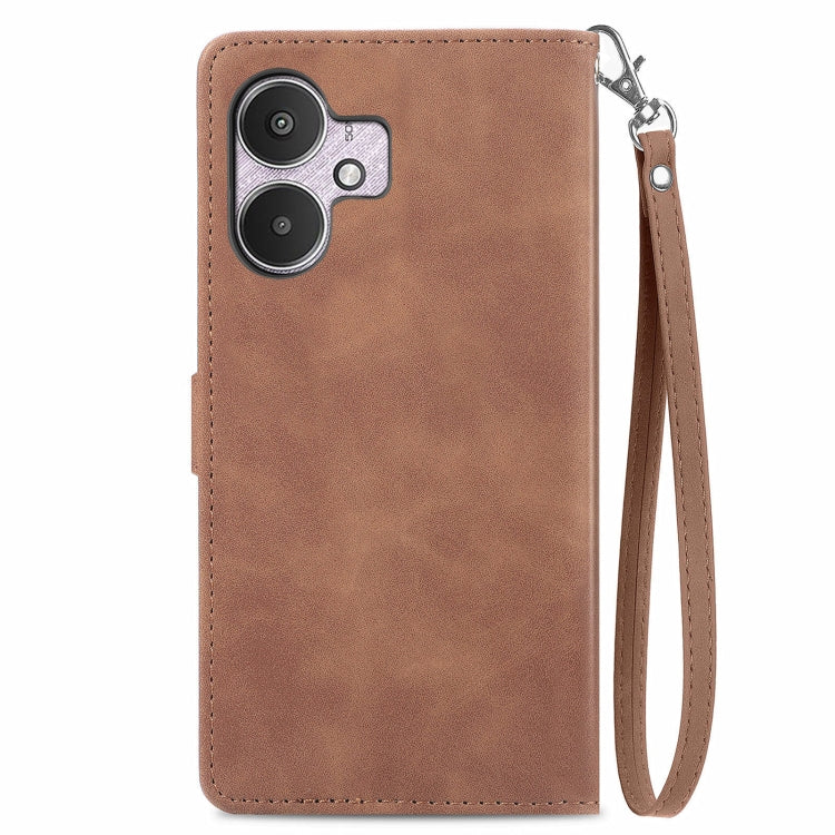 For Xiaomi Redmi 13C 5G Embossed Flower Zipper Leather Phone Case
