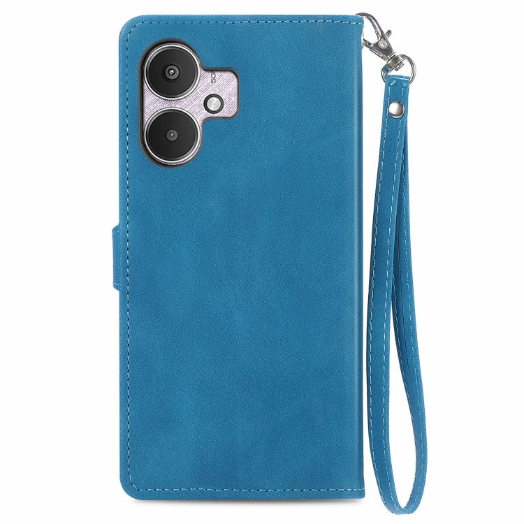 For Xiaomi Redmi 13C 5G Embossed Flower Zipper Leather Phone Case