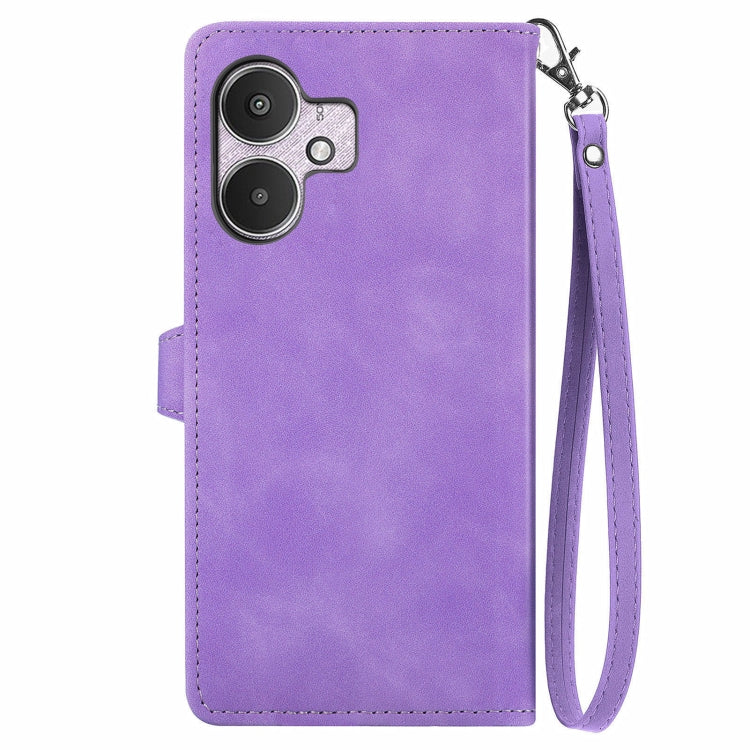 For Xiaomi Redmi 13C 5G Embossed Flower Zipper Leather Phone Case
