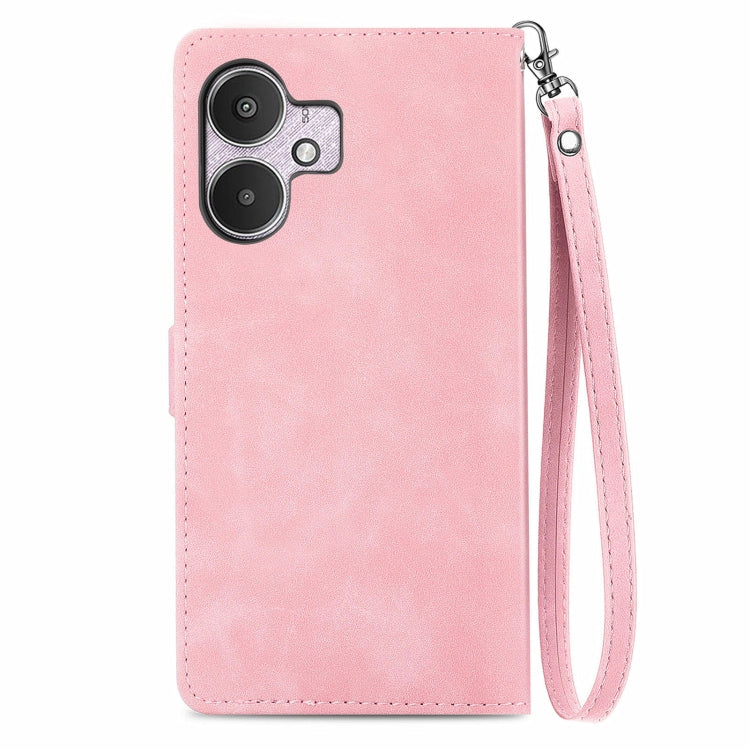 For Xiaomi Redmi 13C 5G Embossed Flower Zipper Leather Phone Case