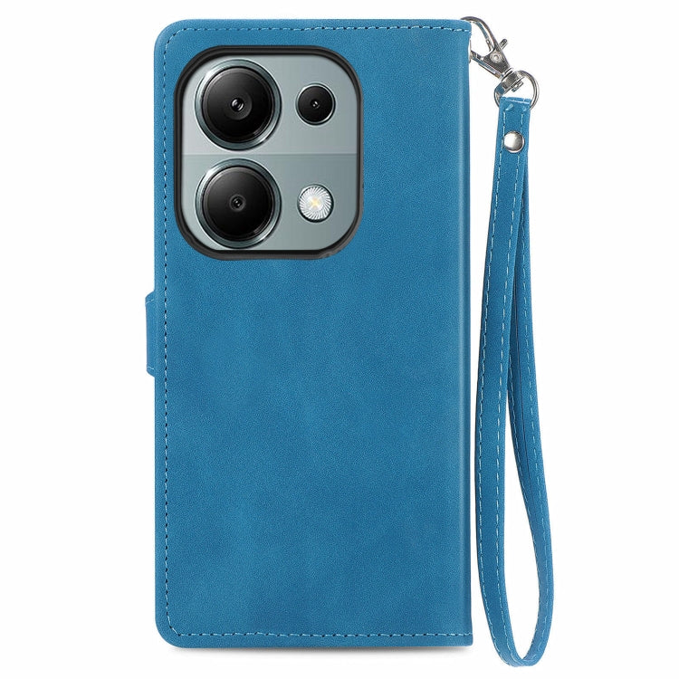 For Xiaomi Poco M6 Pro 4G Embossed Flower Zipper Leather Phone Case