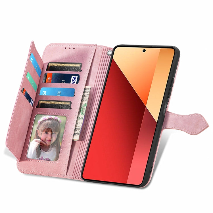 For Xiaomi Poco M6 Pro 4G Embossed Flower Zipper Leather Phone Case