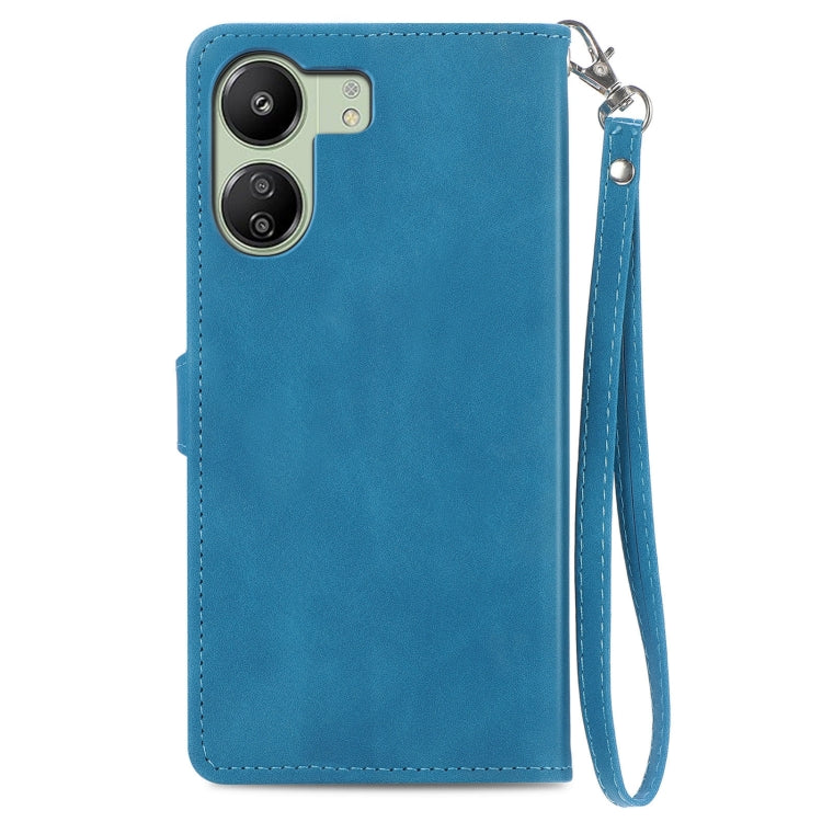For Xiaomi Poco C65 Embossed Flower Zipper Leather Phone Case