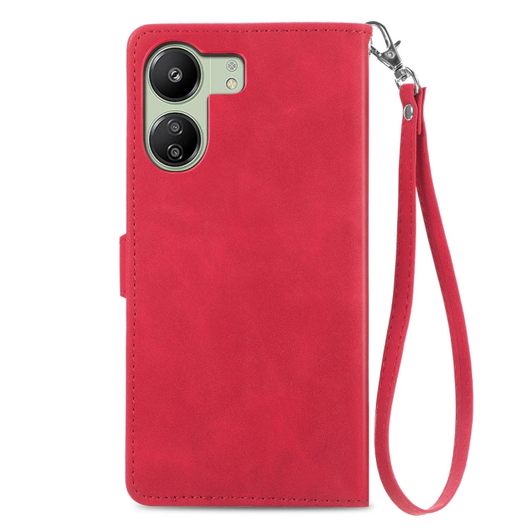For Xiaomi Poco C65 Embossed Flower Zipper Leather Phone Case