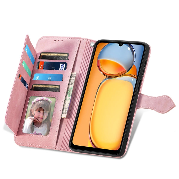 For Xiaomi Poco C65 Embossed Flower Zipper Leather Phone Case