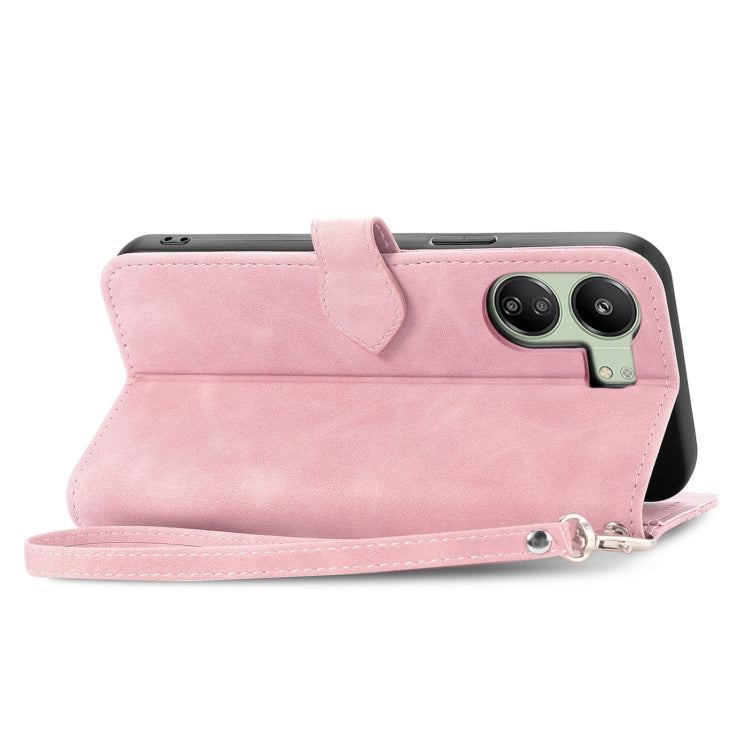For Xiaomi Poco C65 Embossed Flower Zipper Leather Phone Case