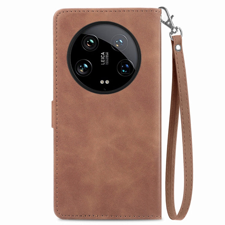 For Xiaomi  14 Ultra Embossed Flower Zipper Leather Phone Case
