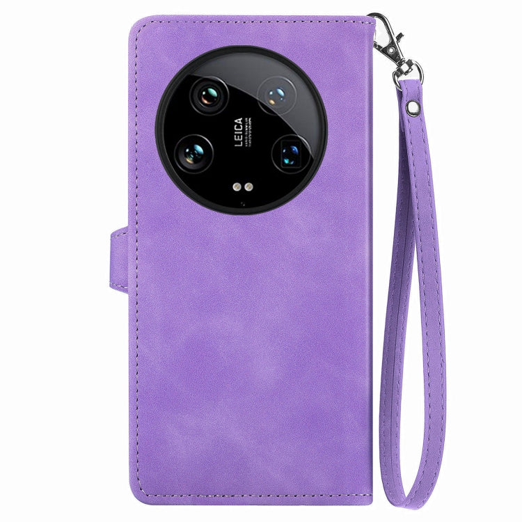 For Xiaomi  14 Ultra Embossed Flower Zipper Leather Phone Case