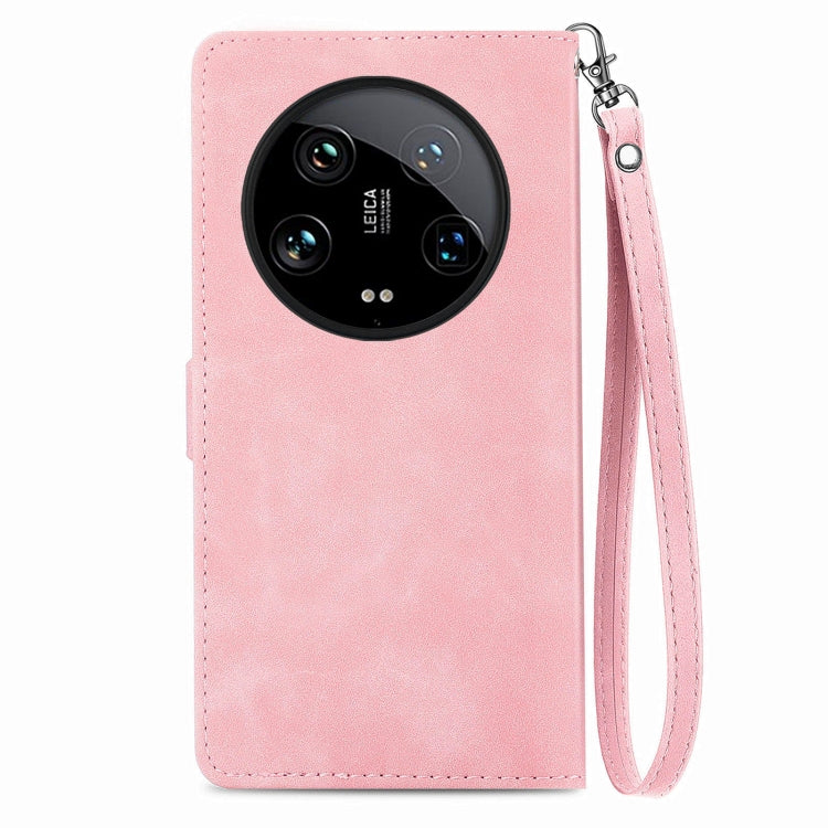 For Xiaomi  14 Ultra Embossed Flower Zipper Leather Phone Case
