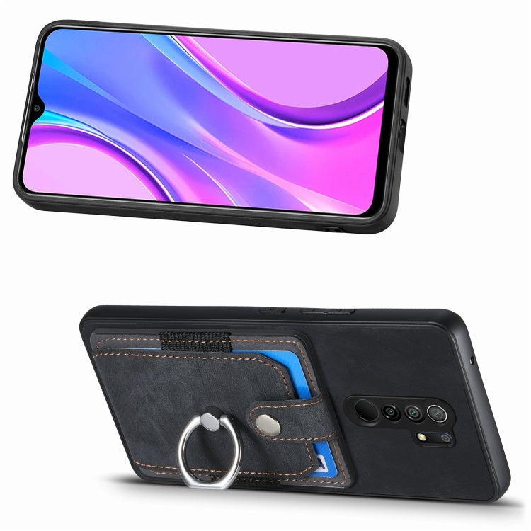 For Xiaomi Redmi 9 Retro Skin-feel Ring Card Wallet Phone Case