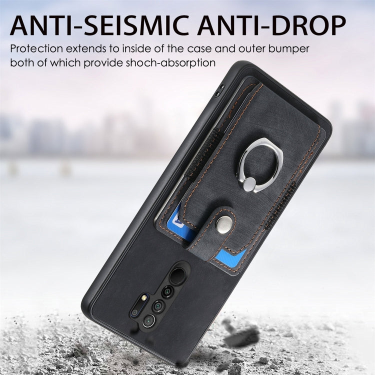 For Xiaomi Redmi 9 Retro Skin-feel Ring Card Wallet Phone Case