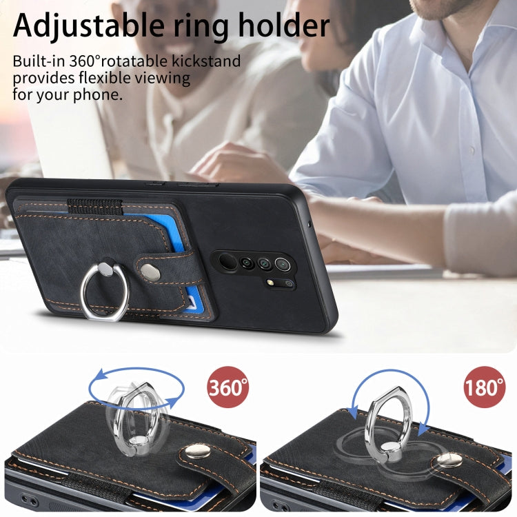 For Xiaomi Redmi 9 Retro Skin-feel Ring Card Wallet Phone Case
