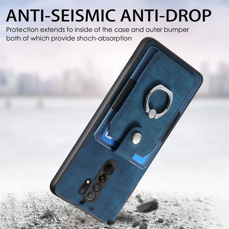 For Xiaomi Redmi 9 Retro Skin-feel Ring Card Wallet Phone Case