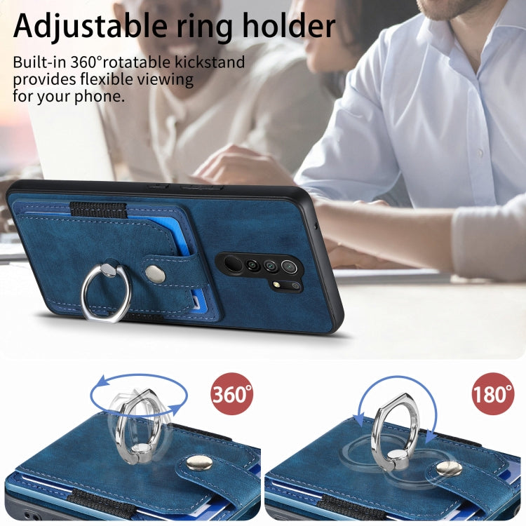 For Xiaomi Redmi 9 Retro Skin-feel Ring Card Wallet Phone Case