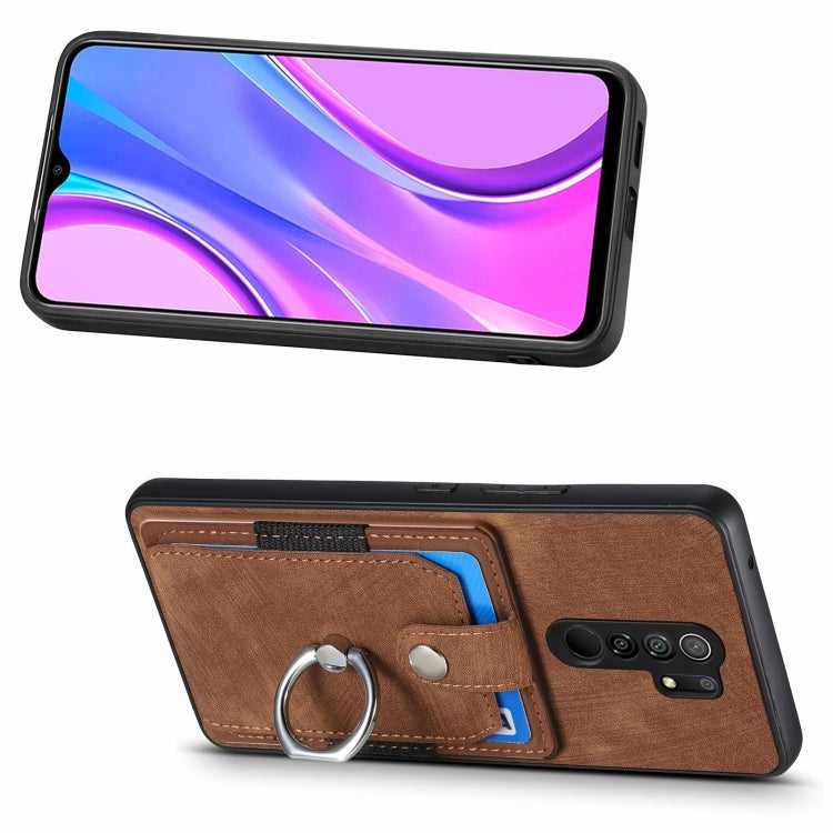 For Xiaomi Redmi 9 Retro Skin-feel Ring Card Wallet Phone Case