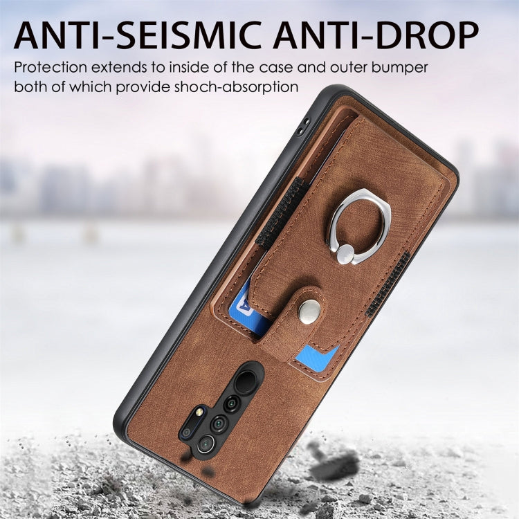 For Xiaomi Redmi 9 Retro Skin-feel Ring Card Wallet Phone Case