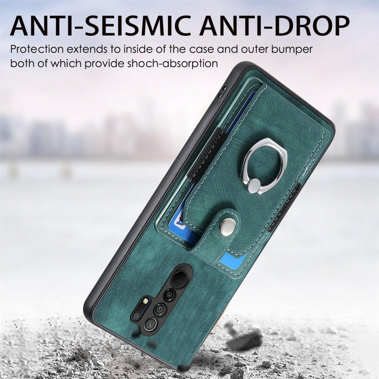 For Xiaomi Redmi 9 Retro Skin-feel Ring Card Wallet Phone Case