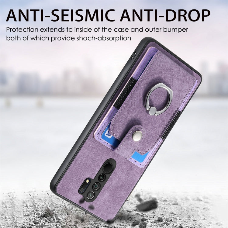 For Xiaomi Redmi 9 Retro Skin-feel Ring Card Wallet Phone Case