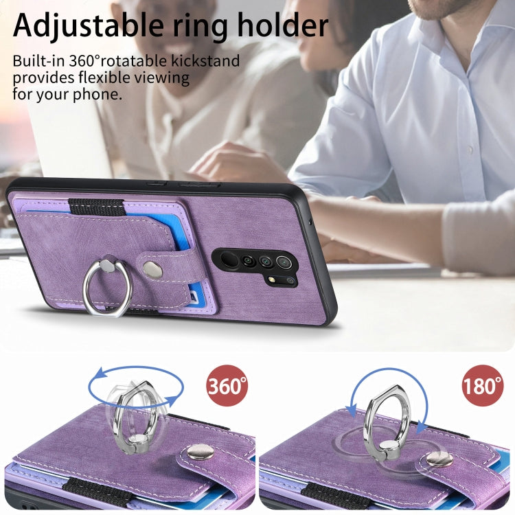 For Xiaomi Redmi 9 Retro Skin-feel Ring Card Wallet Phone Case