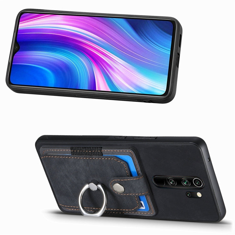 For Xiaomi Redmi Note 8 Pro Retro Skin-feel Ring Card Wallet Phone Case