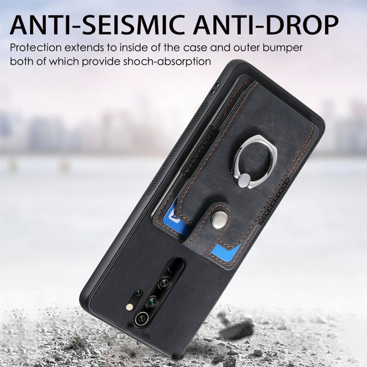 For Xiaomi Redmi Note 8 Pro Retro Skin-feel Ring Card Wallet Phone Case