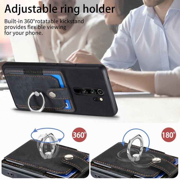 For Xiaomi Redmi Note 8 Pro Retro Skin-feel Ring Card Wallet Phone Case