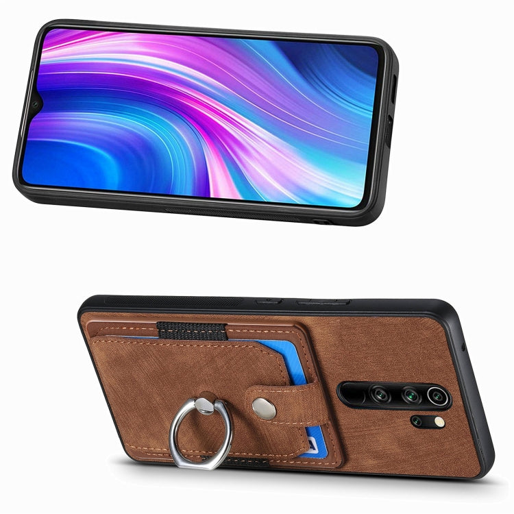 For Xiaomi Redmi Note 8 Pro Retro Skin-feel Ring Card Wallet Phone Case