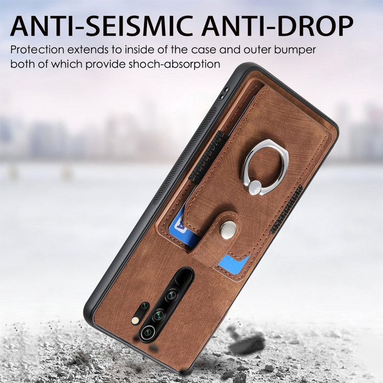 For Xiaomi Redmi Note 8 Pro Retro Skin-feel Ring Card Wallet Phone Case