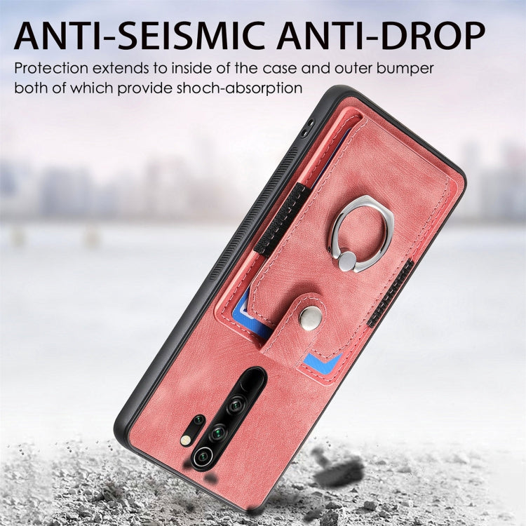 For Xiaomi Redmi Note 8 Pro Retro Skin-feel Ring Card Wallet Phone Case