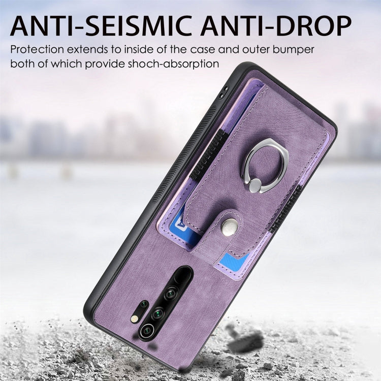 For Xiaomi Redmi Note 8 Pro Retro Skin-feel Ring Card Wallet Phone Case