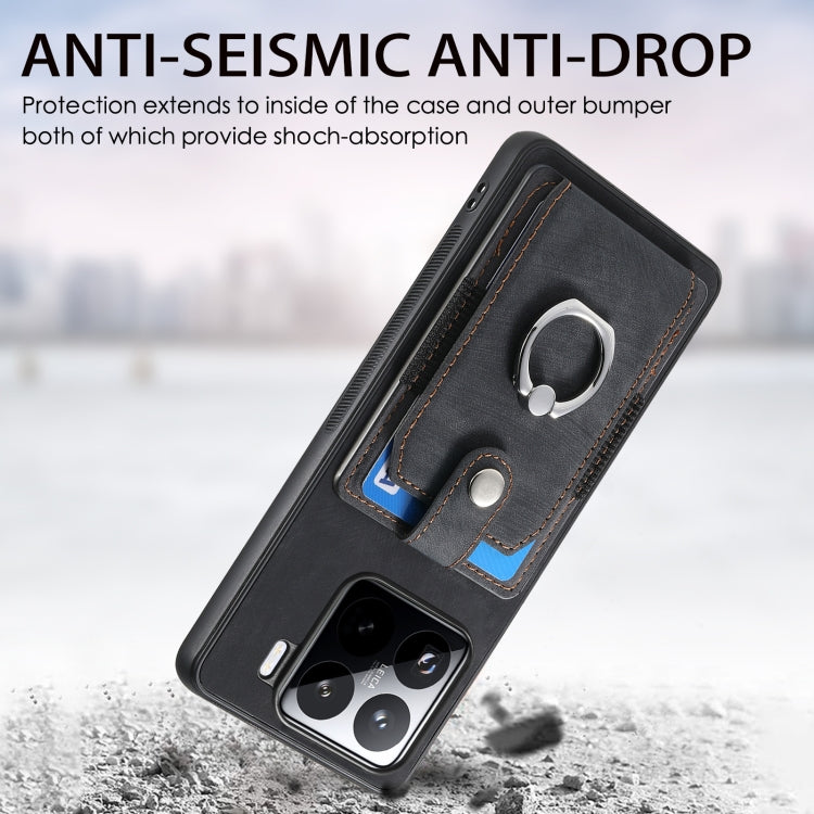 For Xiaomi 15 Retro Skin-feel Ring Card Wallet Phone Case