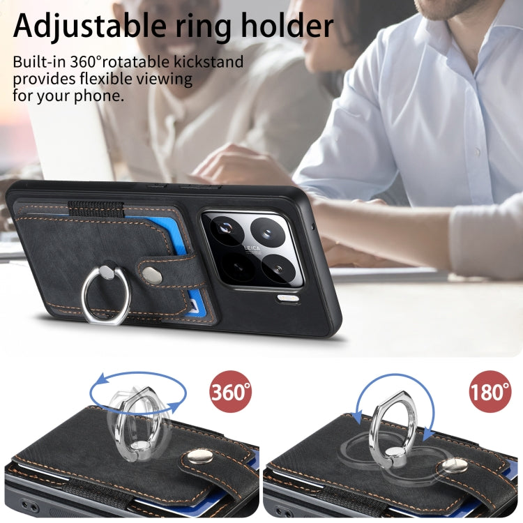 For Xiaomi 15 Retro Skin-feel Ring Card Wallet Phone Case