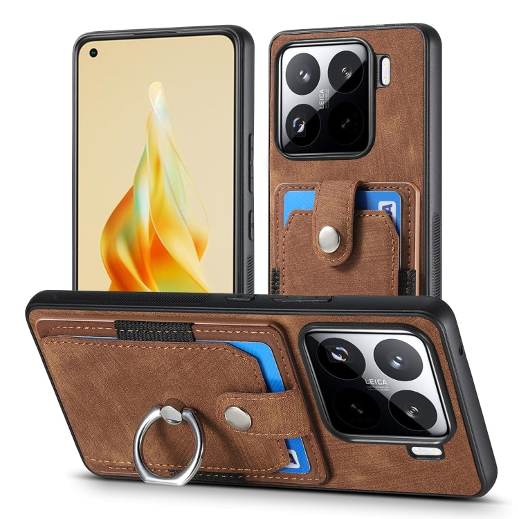 For Xiaomi 15 Retro Skin-feel Ring Card Wallet Phone Case
